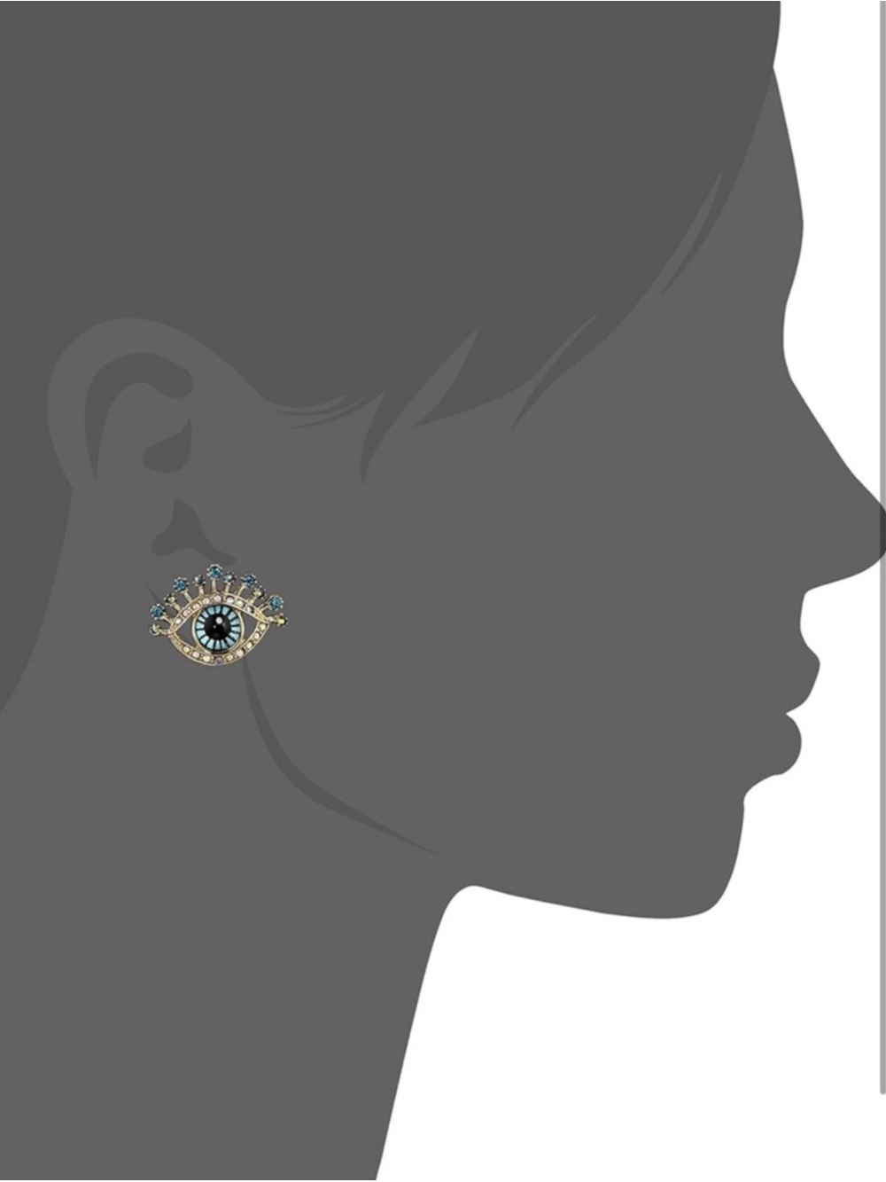 Betsey Johnson Evil Eye Earrings, new on card - Picture 4 of 4